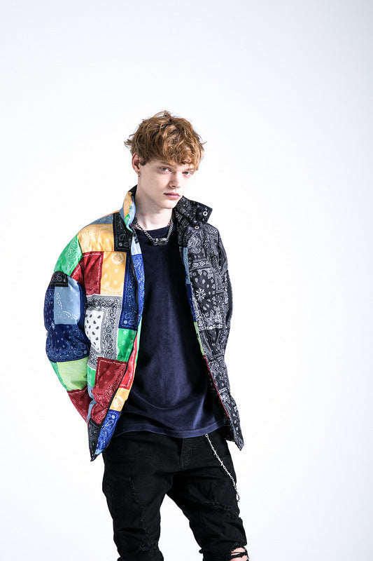 Color-blocking Thick Bread Clothes Loose Cotton-padded Jackets For Men And Women - Bellarte Enchanté Color-blocking Thick Bread Clothes Loose Cotton-padded Jackets For Men And Women